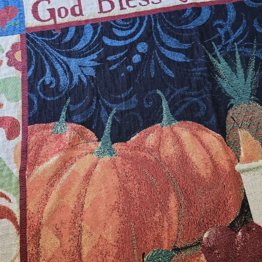 Jim Shore Tapestry Throw Harvest Thanksgiving Blanket 50”x”60” Autumn Fall